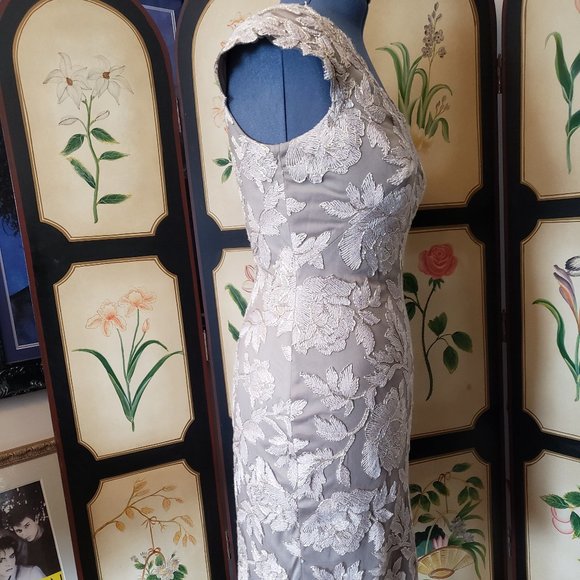 🎉HOST PICK🎉Tadashi Shoji Metallic Embroidered Lace Sheath - Picture 6 of 8